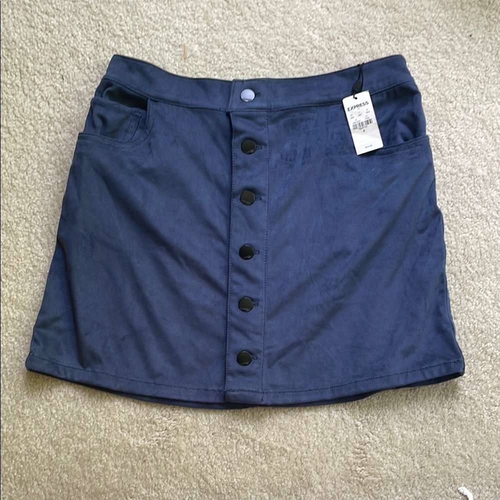 Express Blue A-Line Mini Skirt